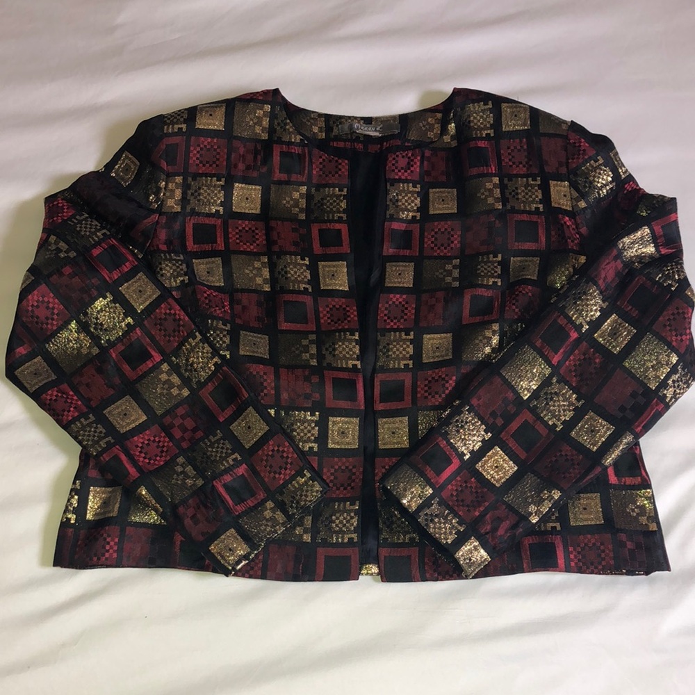 Vintage 80s Maggy L Elegant Women's Metallic Patterned Jacket